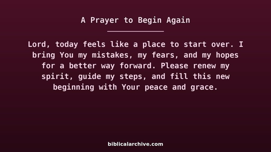 A Prayer to Begin Again